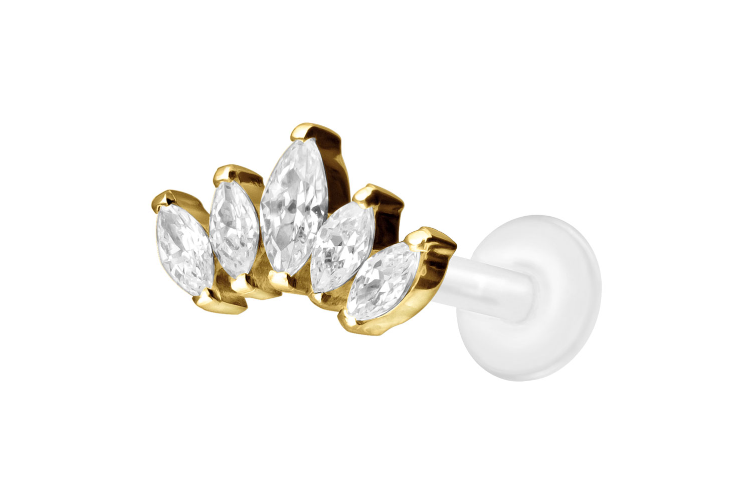 PTFE Labret Piercing mit Innengewinde + Titan-Aufsatz LOTUSBLÜTE